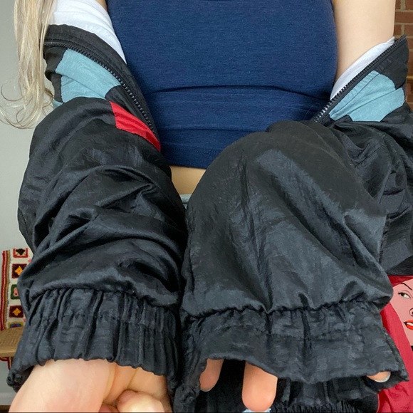 Vintage 90s Colorblock Oversized Nylon Windbreaker J Blair Full Zip Pock… - Picture 5 of 13